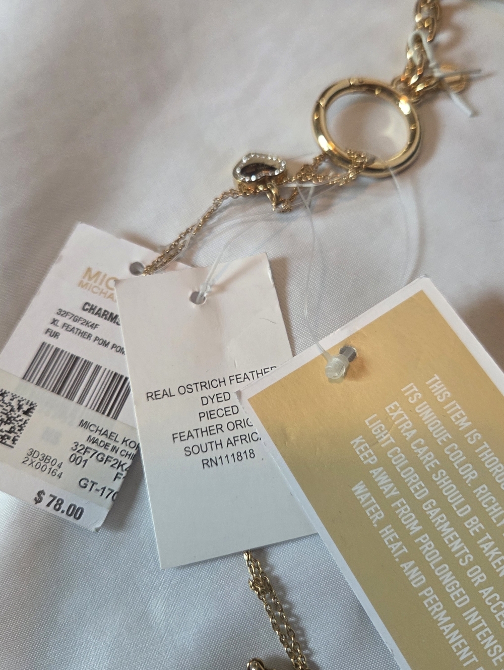 Michael Kors Black Ostrich Feather Tassel with Gold Hardware - Picture 3 of 6